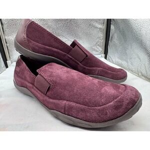 Clarks Collection Shoes Womens‎ Size 11 N Burgundy Suede Slip-On Loafers Comfort